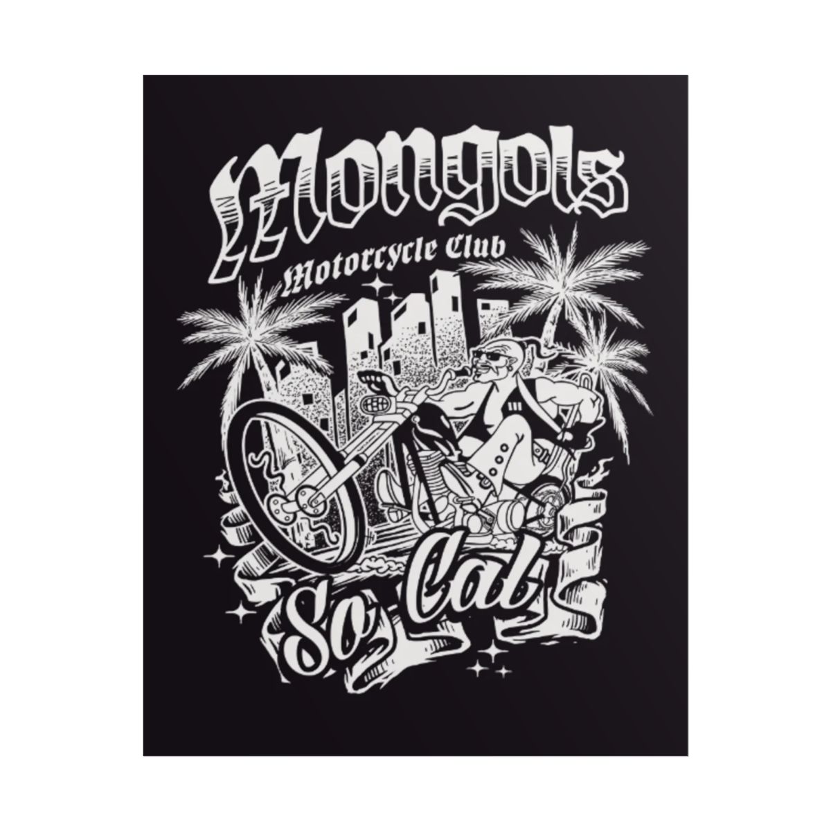 Mongols Motorcycle Club So Cal chopper art Poster | Rolled Poster | Mongols MC - alternate angle 2, merchandise